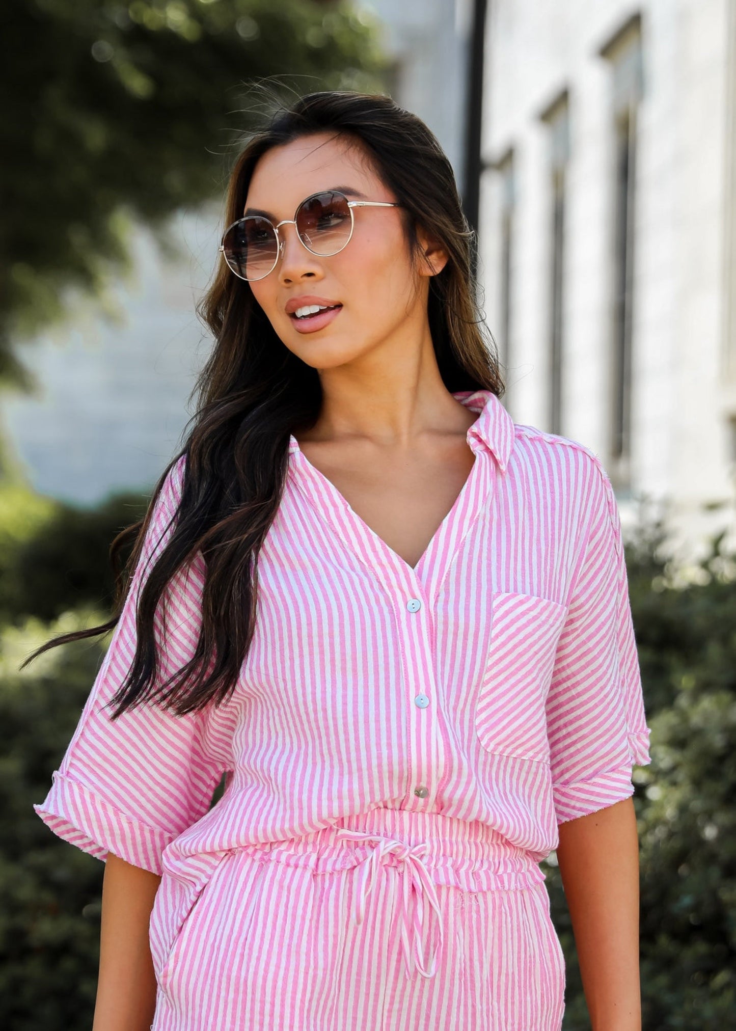 pink Seersucker Blouse