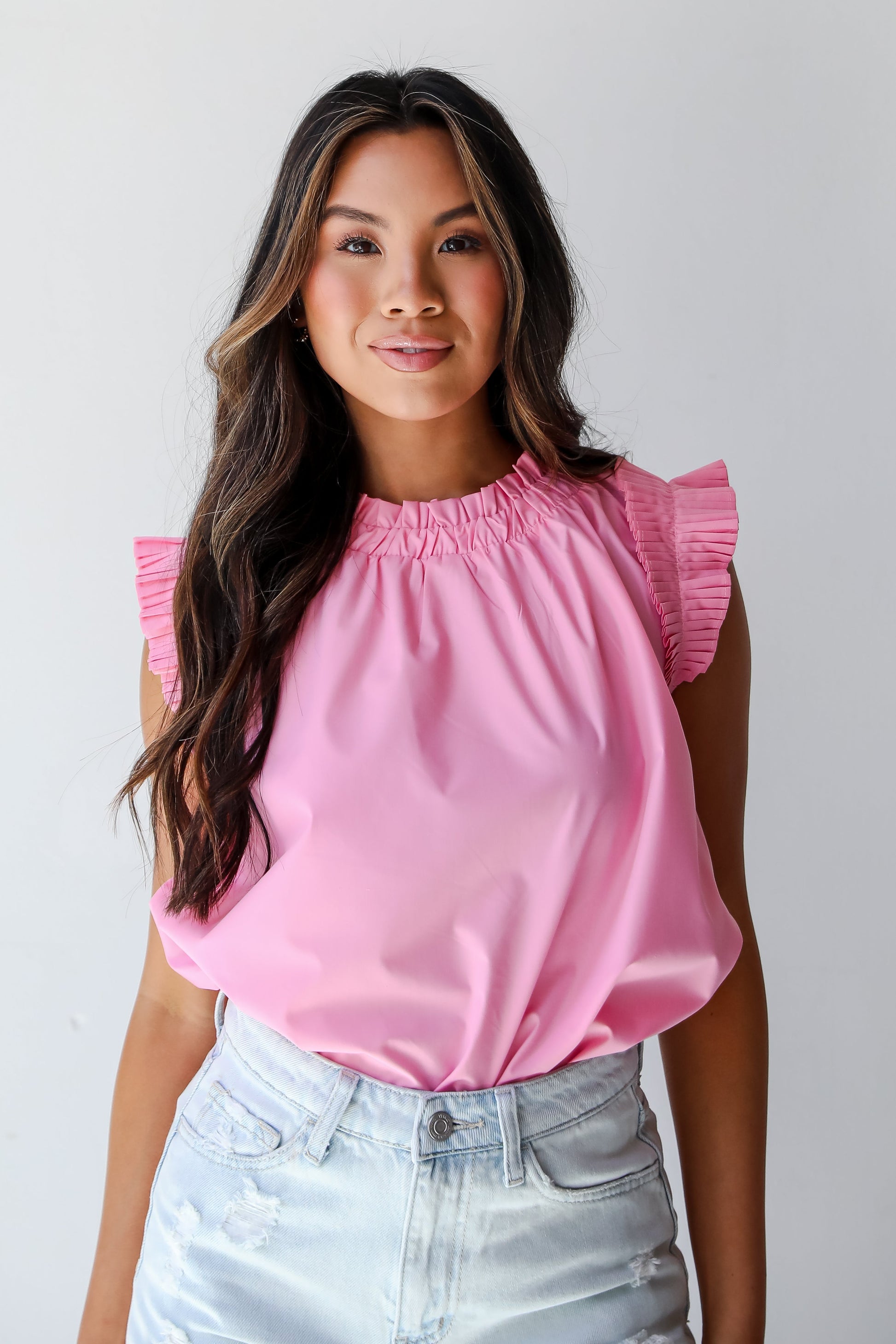 Pink Ruffle Blouse