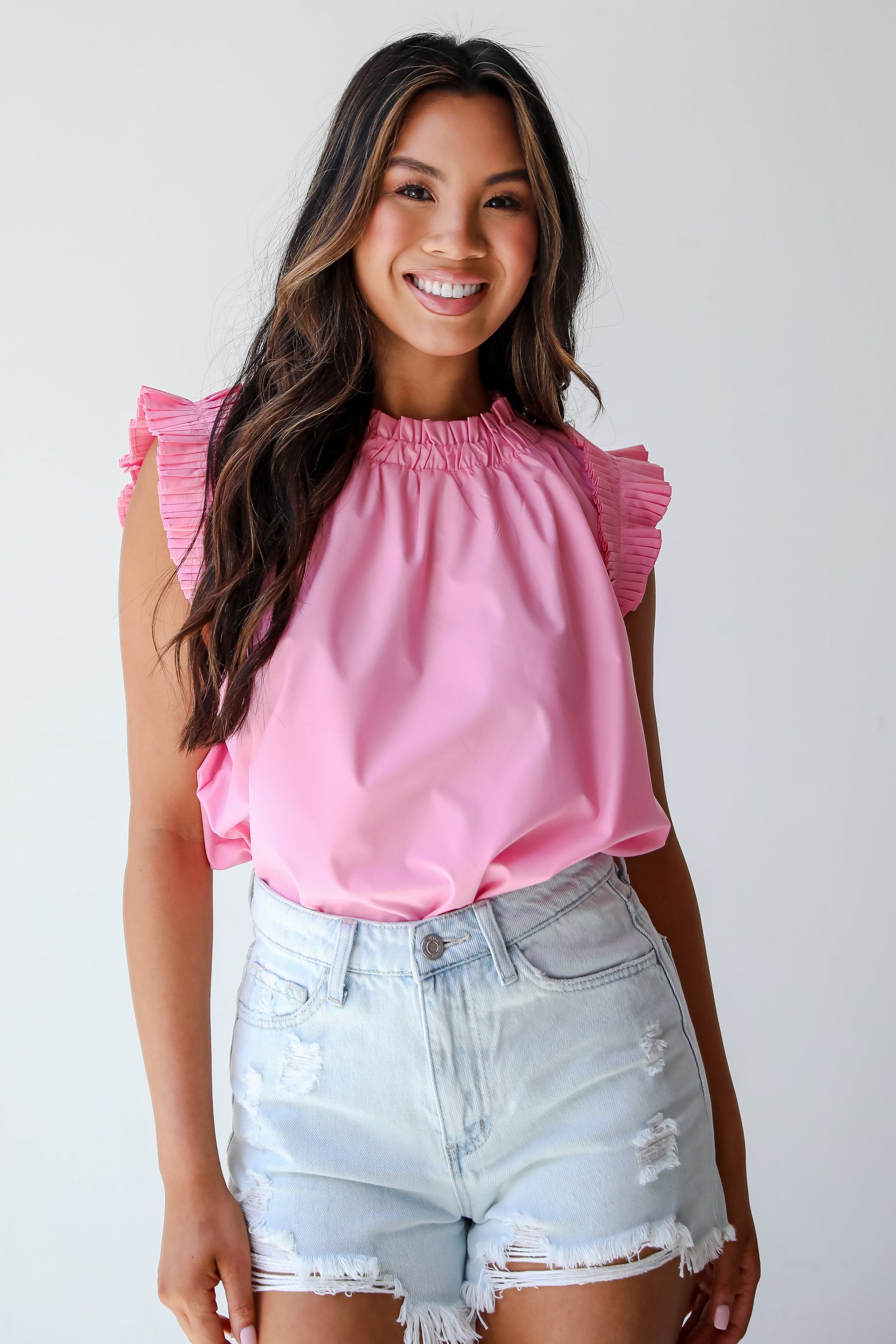 Pink Ruffle Blouse