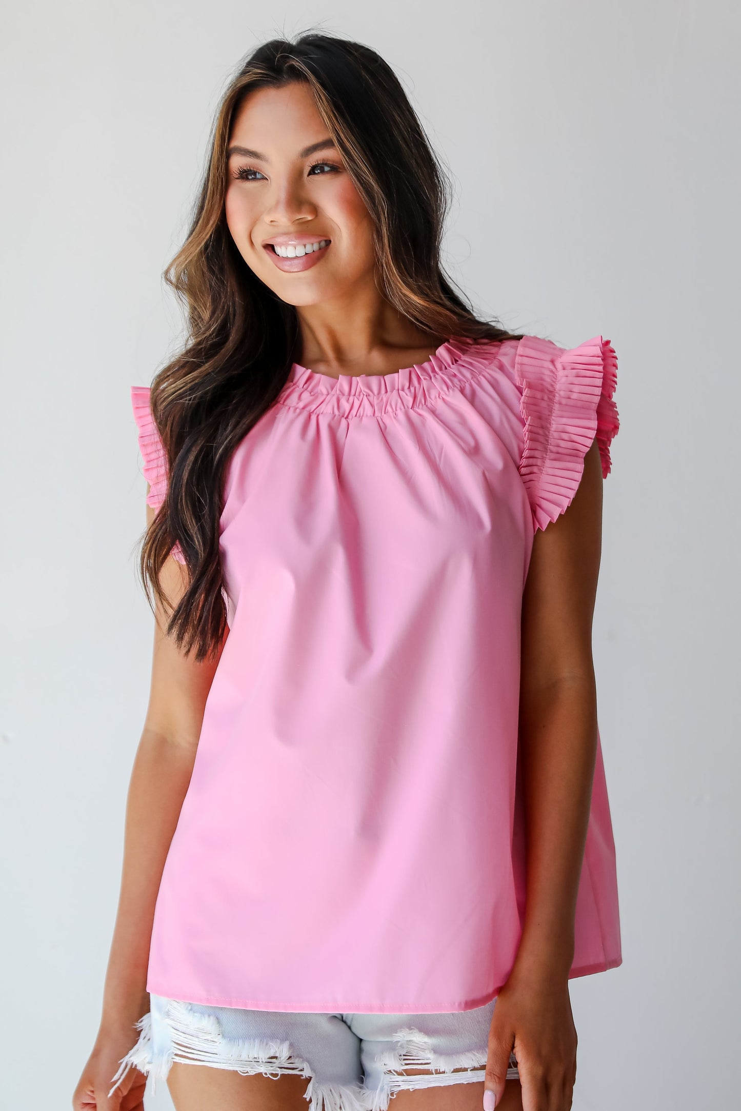 Pink Ruffle Blouse