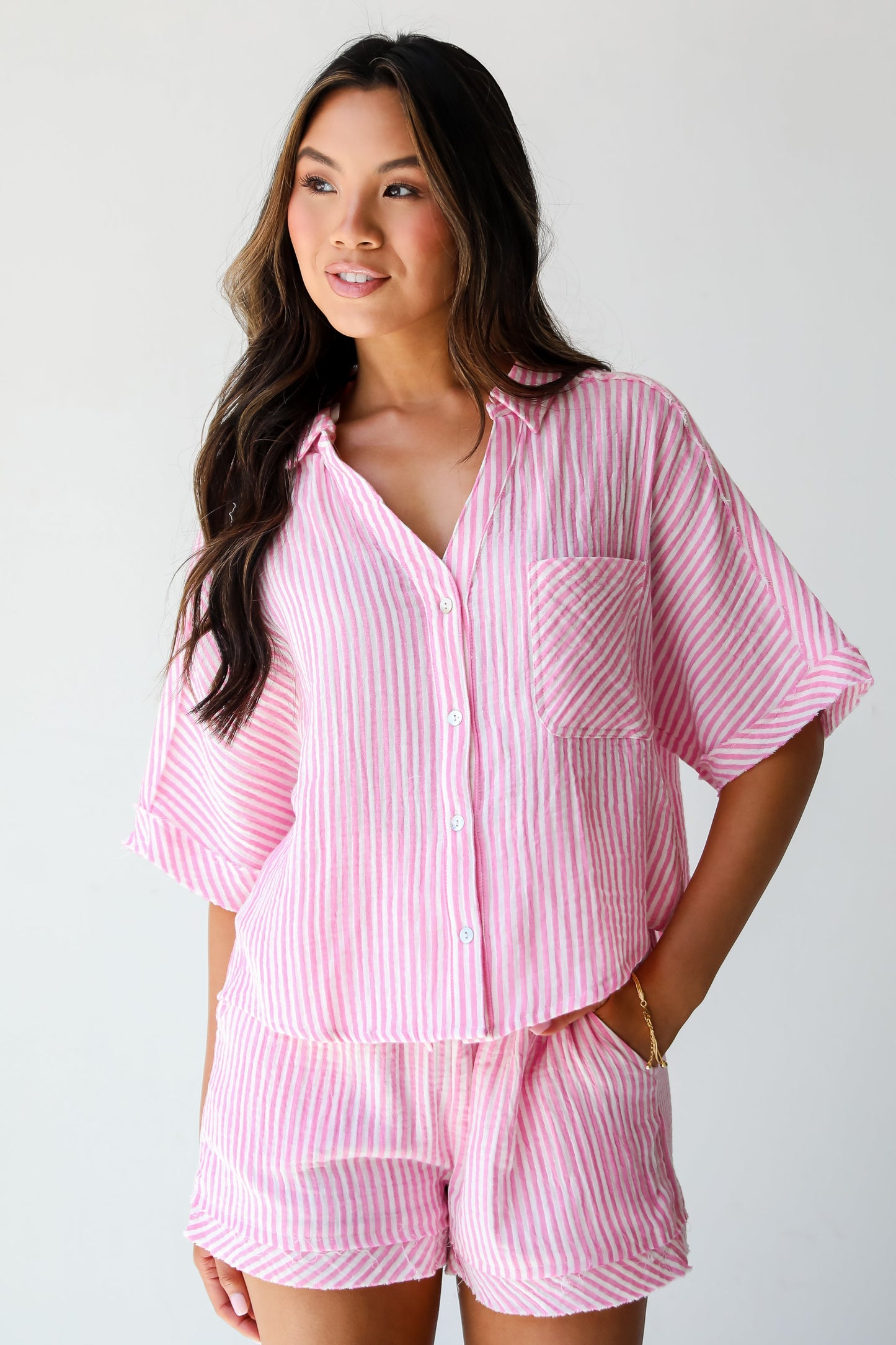 pink Seersucker Blouse