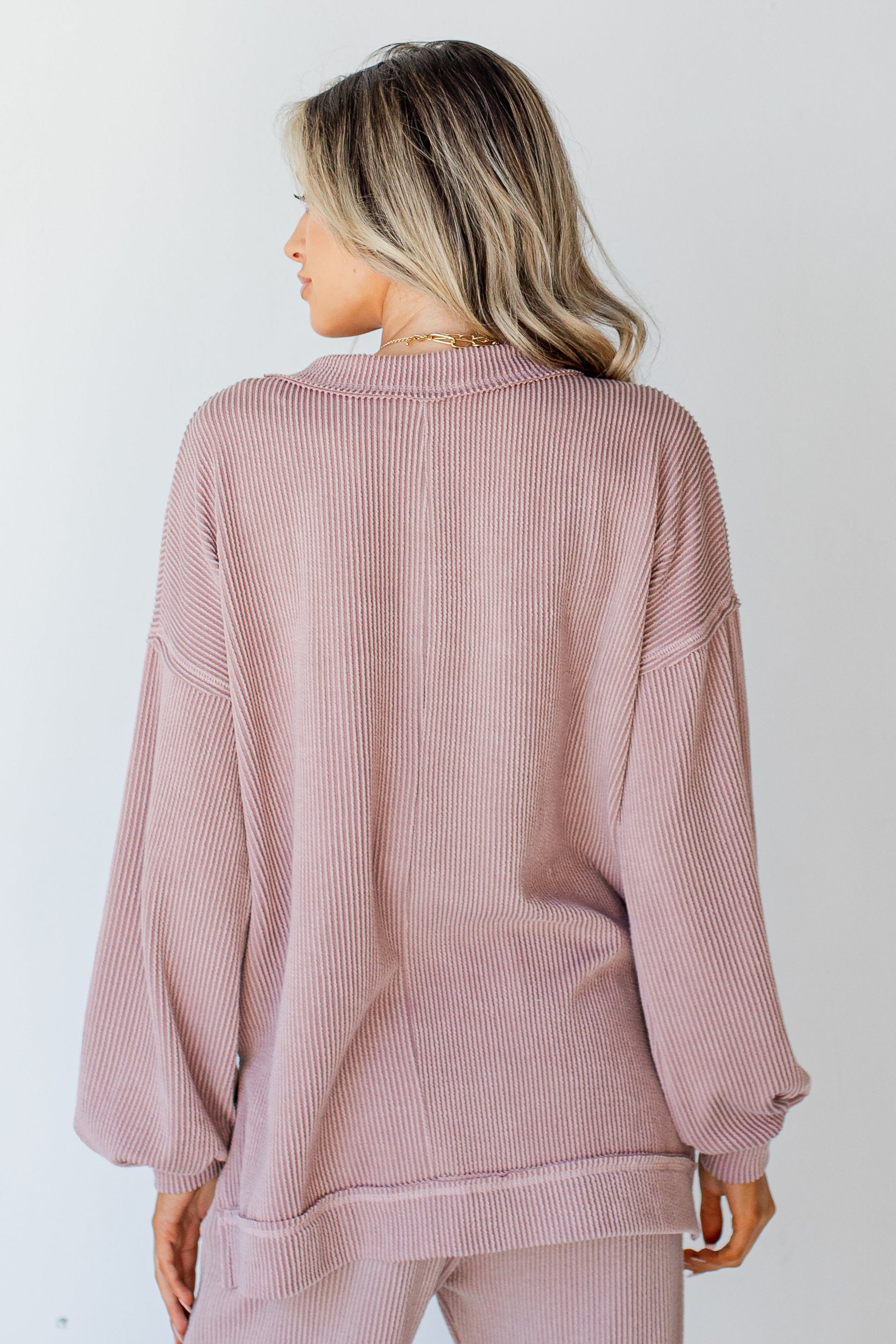 Corded Pullover in blush back view