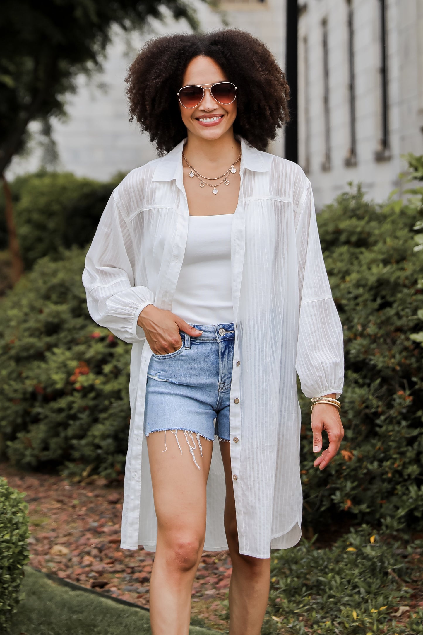 Adorable Impression White Tunic for vacation